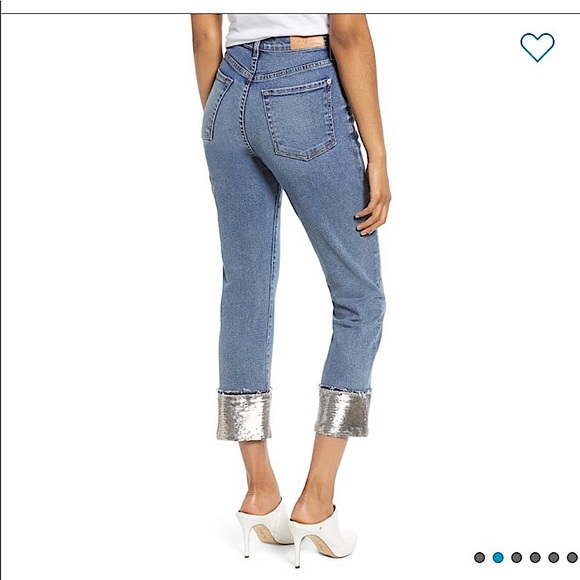 7 For All Mankind Sequined Cuff Boyfriend Jeans - Picture 3 of 10
